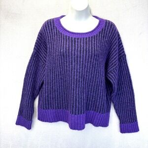 Cotelac Italy Size 2 Alpaca Blend Ribbed Sweater (US 8 / Medium) Relaxed Purple